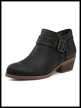 Women's Ankle Boots Low Chunky Side Zipper PU Booties